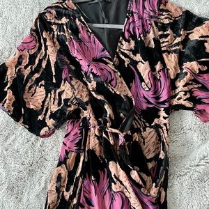 Velvet Wrap Midi Dress